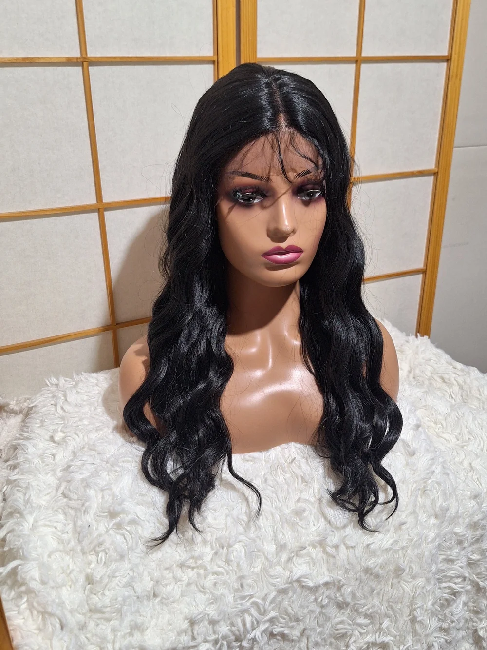Black Wavy Lace Front Wig - Natural Shine